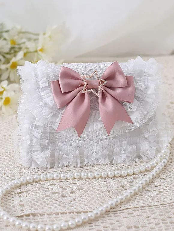 Sweet Lolita Bag Baby Blue PU Leather Bows Lace Embellishment PU Leather Cross-body Bag Lolita Accessories