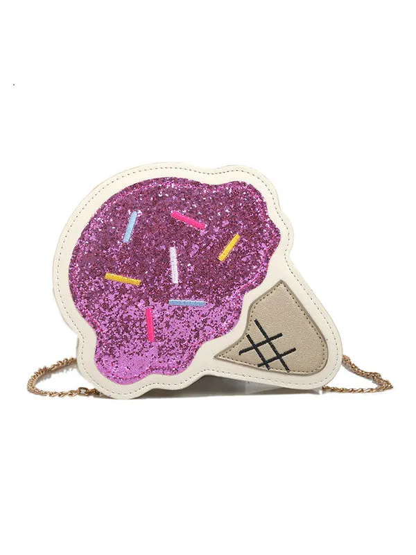 Sweet Lolita Bag Ice Cream Sequin Color PU Lolita Chain Bag