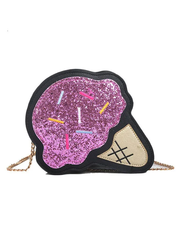 Sweet Lolita Bag Ice Cream Sequin Color PU Lolita Chain Bag