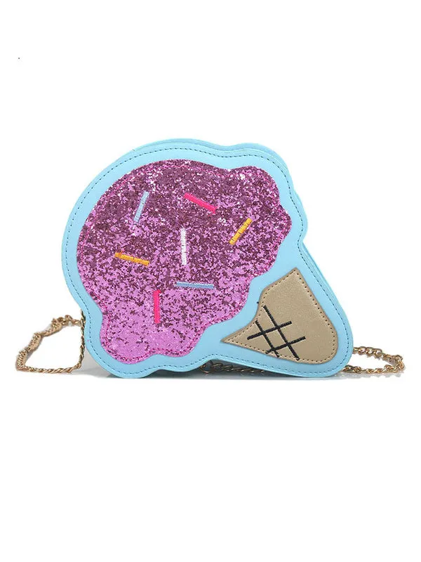 Sweet Lolita Bag Ice Cream Sequin Color PU Lolita Chain Bag