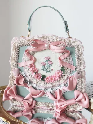 Sweet Lolita Bag Light Green PU Leather Bows Applique PU Leather Handbag Lolita Accessories