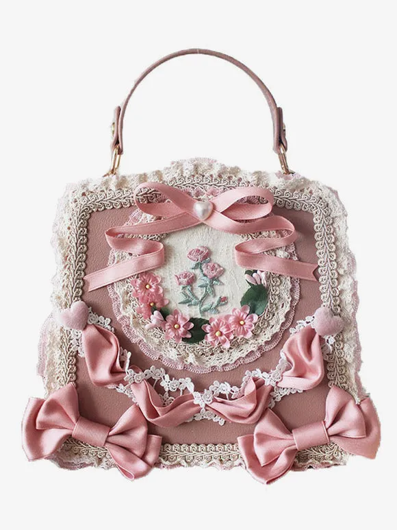 Sweet Lolita Bag Light Green PU Leather Bows Applique PU Leather Handbag Lolita Accessories