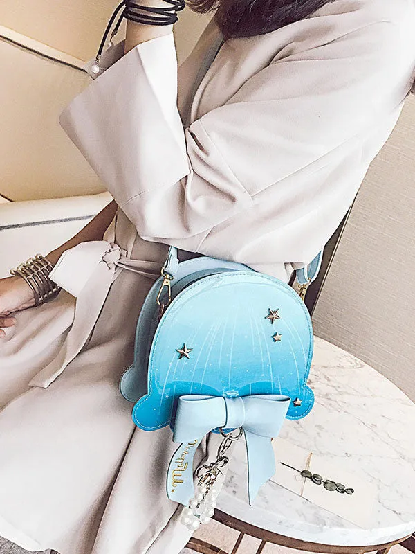 Sweet Lolita Bag Ombre Starlet Bow Pearl PU Lolita Shoulder Bag