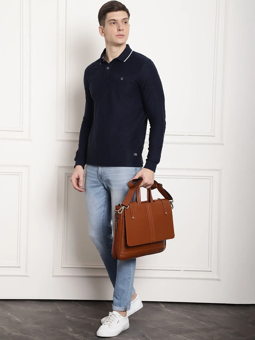 Tan Leather Flap Laptop Bags ZP12126