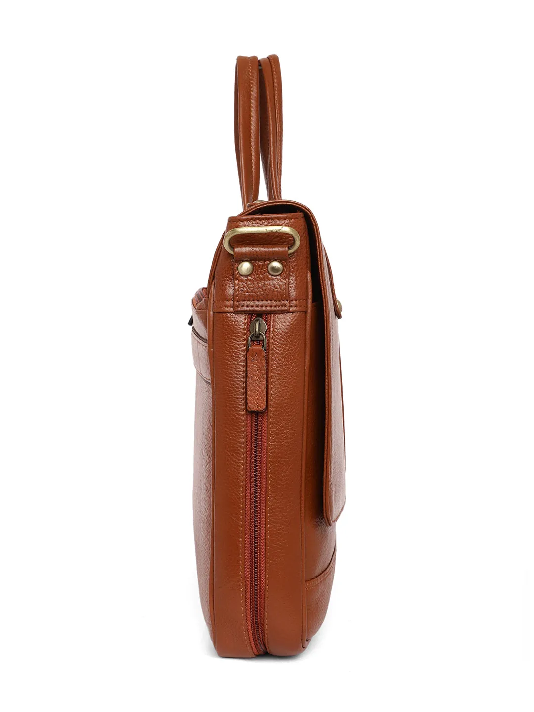 Tan Leather Flap Laptop Bags ZP12126