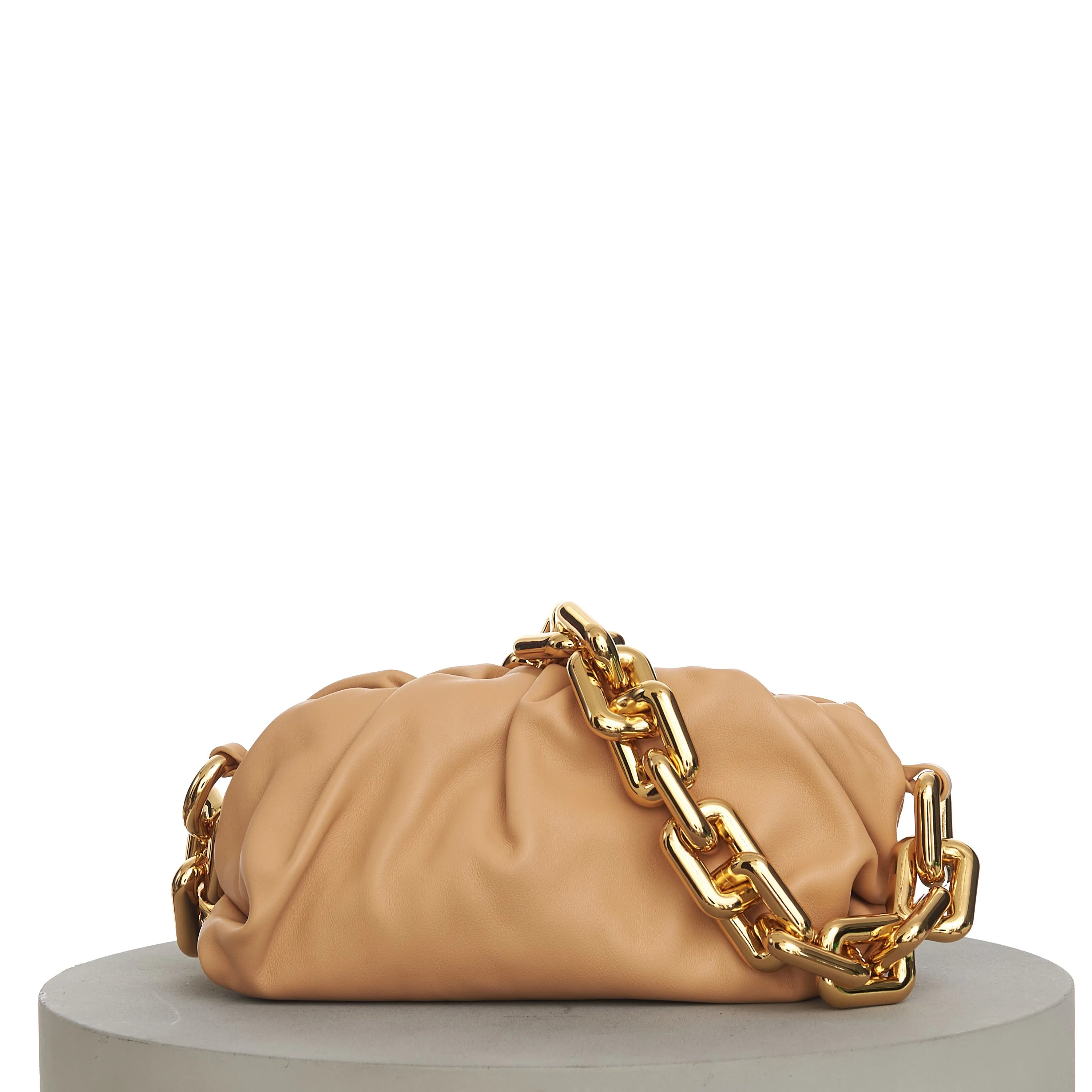 Teen Clutch With Chain In Almond Leather
