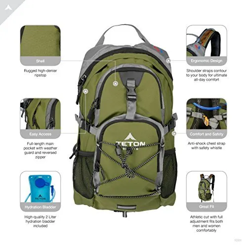 TETON Sports Oasis 18L Hydration Pack with 2-Liter water bladder