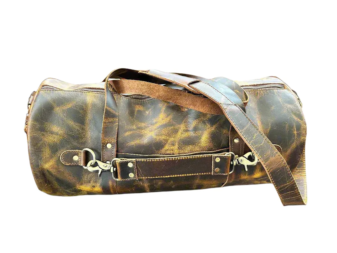 The Broseley Barrel -  Mens Leather Duffel Bag by ArchieSoul Man   Free Buffalo Leather Wallet