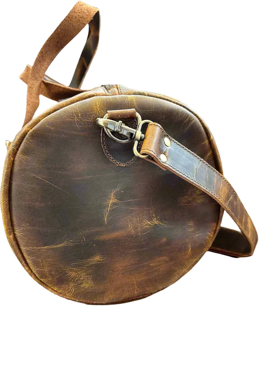 The Broseley Barrel -  Mens Leather Duffel Bag by ArchieSoul Man   Free Buffalo Leather Wallet