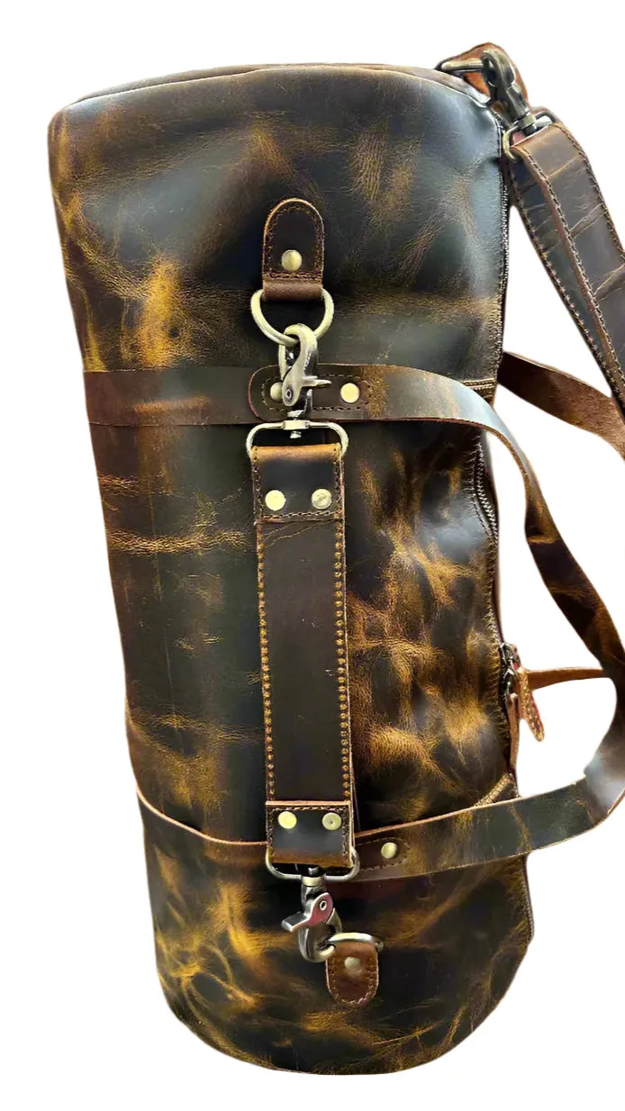 The Broseley Barrel -  Mens Leather Duffel Bag by ArchieSoul Man   Free Buffalo Leather Wallet
