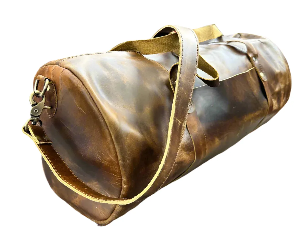 The Broseley Barrel -  Mens Leather Duffel Bag by ArchieSoul Man   Free Buffalo Leather Wallet