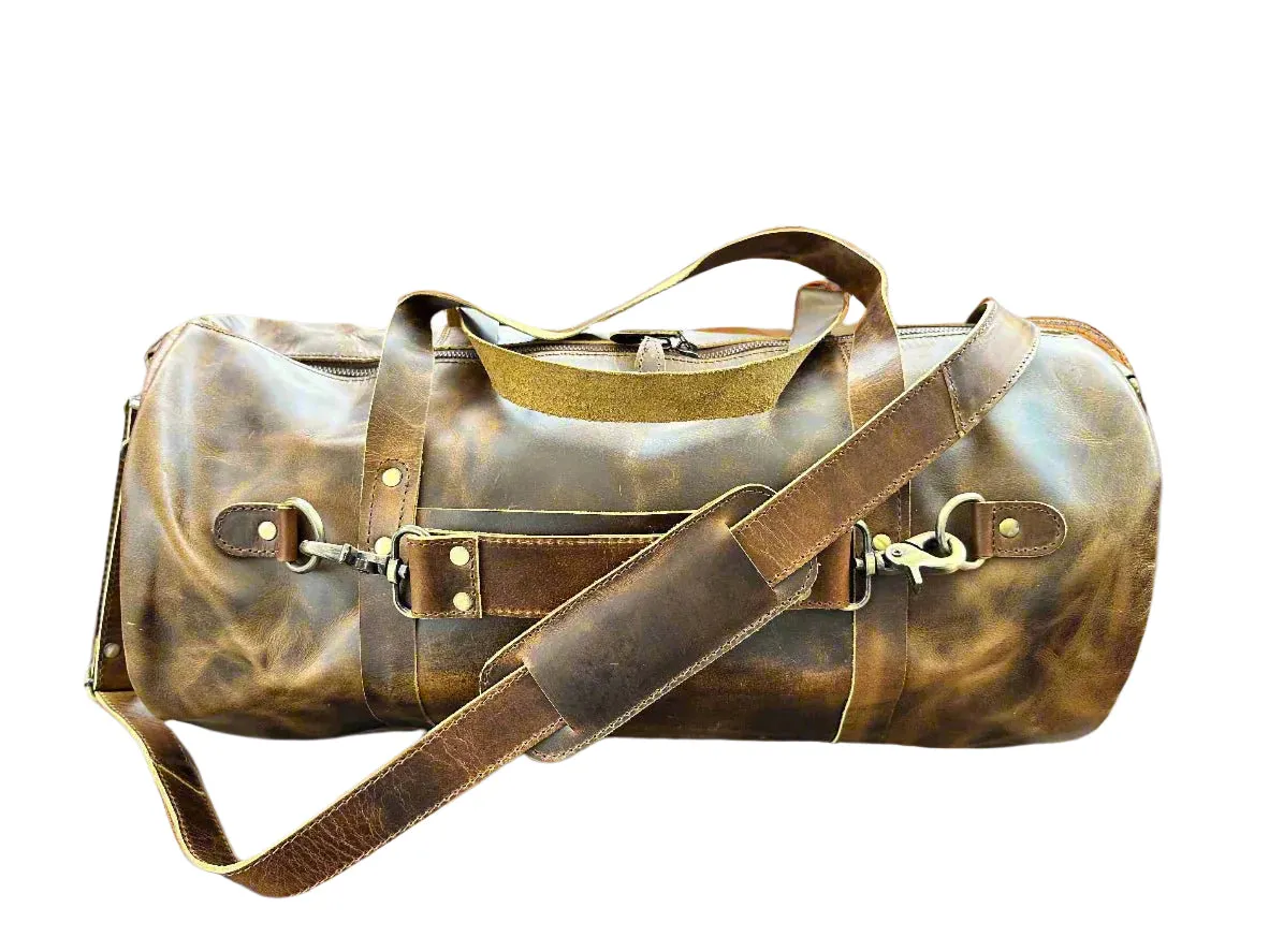 The Broseley Barrel -  Mens Leather Duffel Bag by ArchieSoul Man   Free Buffalo Leather Wallet