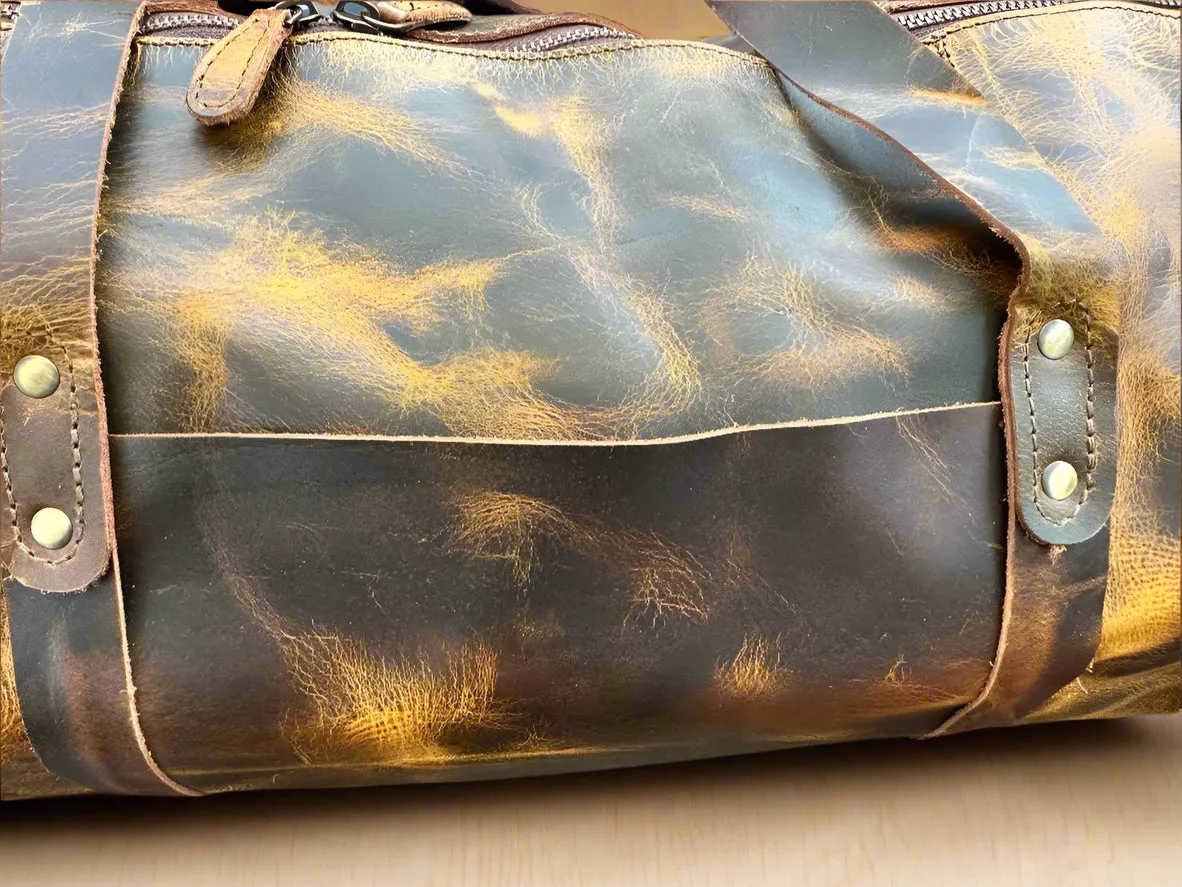 The Broseley Barrel -  Mens Leather Duffel Bag by ArchieSoul Man   Free Buffalo Leather Wallet