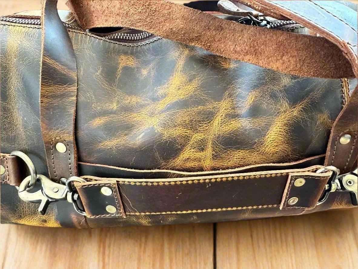 The Broseley Barrel -  Mens Leather Duffel Bag by ArchieSoul Man   Free Buffalo Leather Wallet