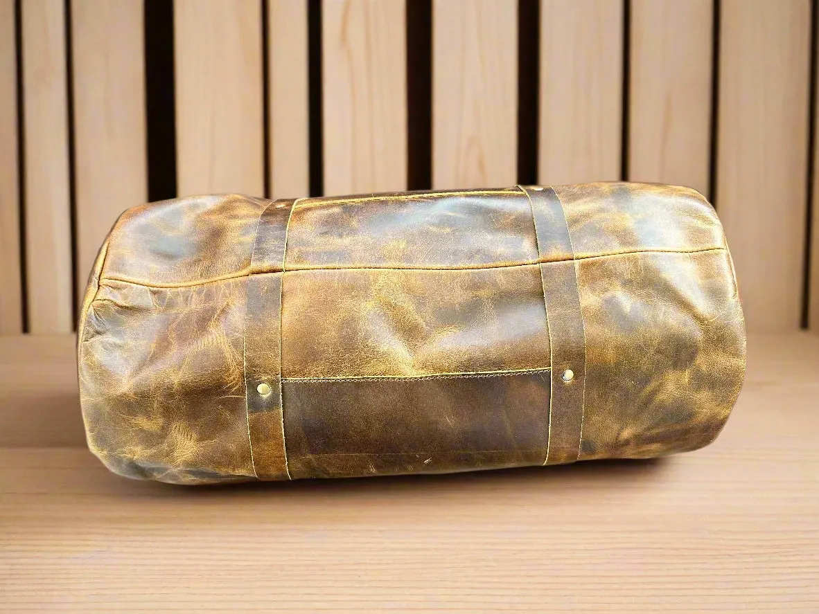The Broseley Barrel -  Mens Leather Duffel Bag by ArchieSoul Man   Free Buffalo Leather Wallet