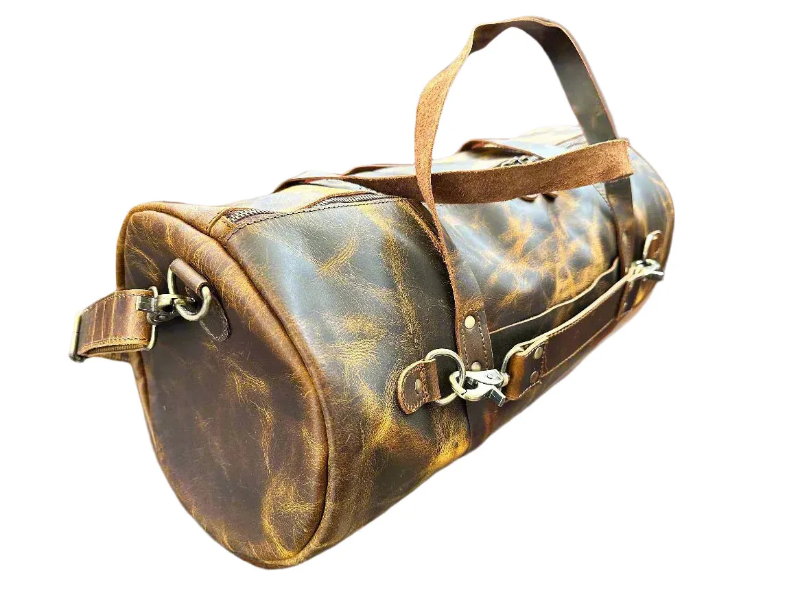 The Broseley Barrel -  Mens Leather Duffel Bag by ArchieSoul Man   Free Buffalo Leather Wallet