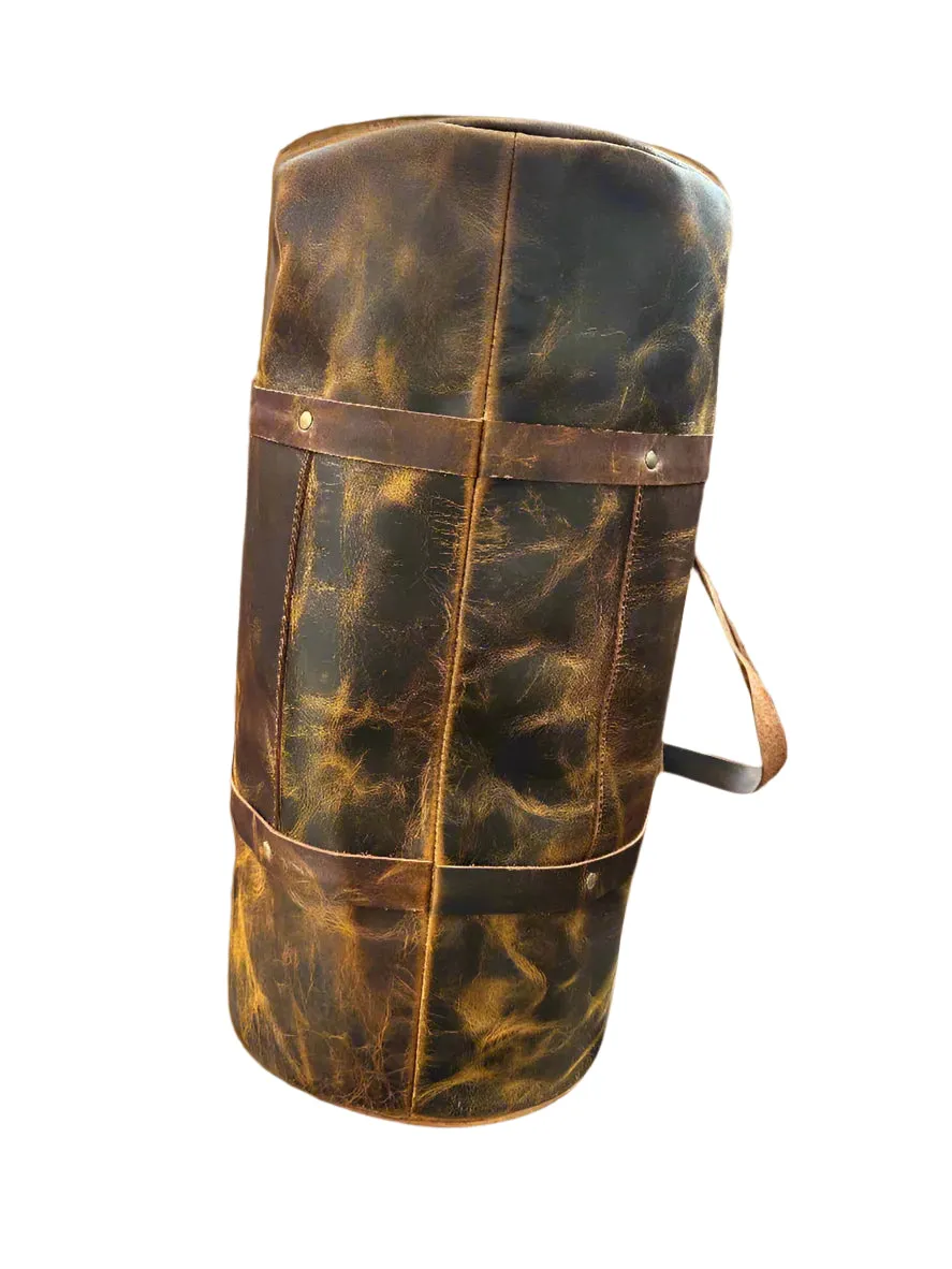 The Broseley Barrel -  Mens Leather Duffel Bag by ArchieSoul Man   Free Buffalo Leather Wallet