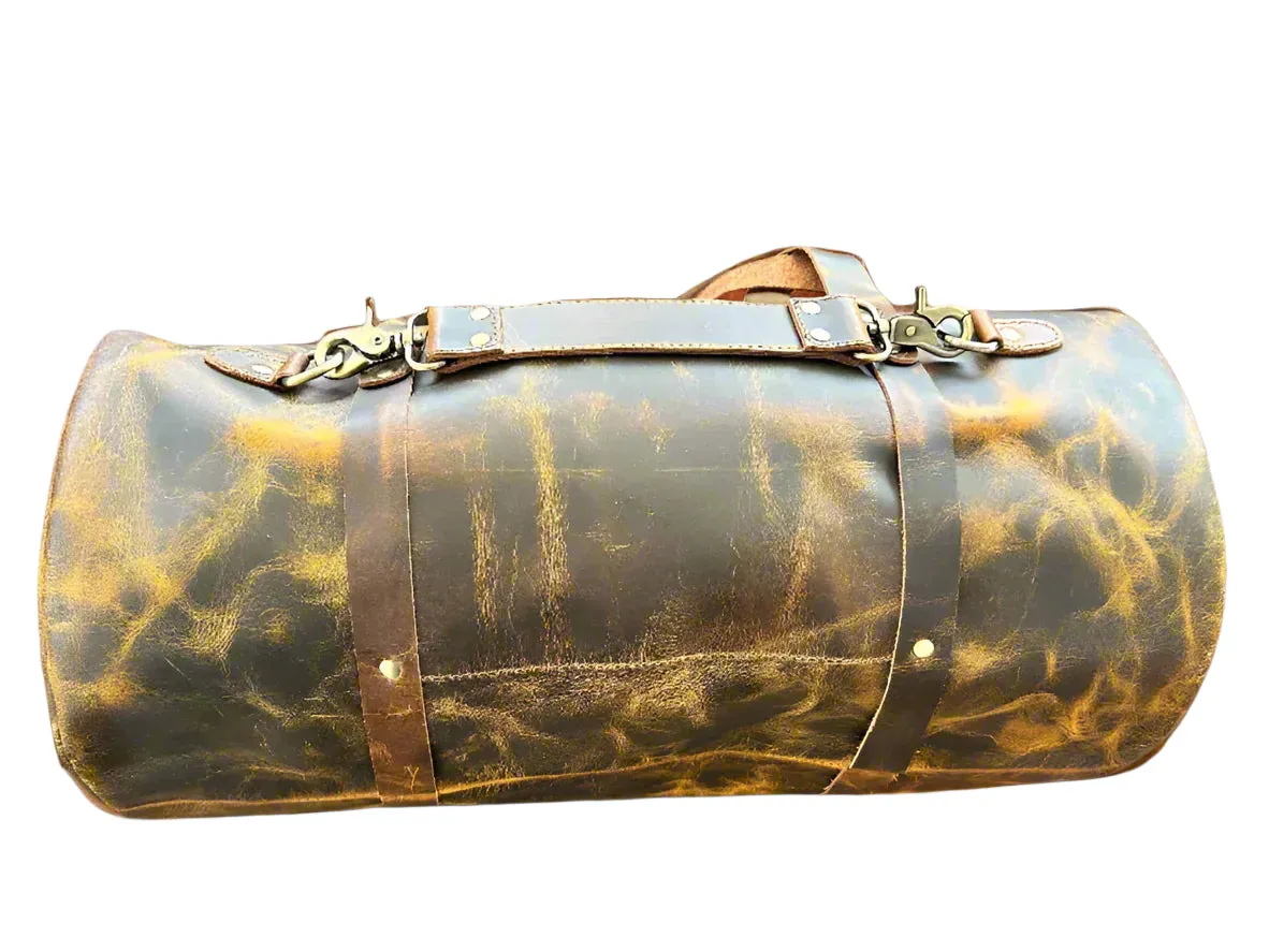The Broseley Barrel -  Mens Leather Duffel Bag by ArchieSoul Man   Free Buffalo Leather Wallet