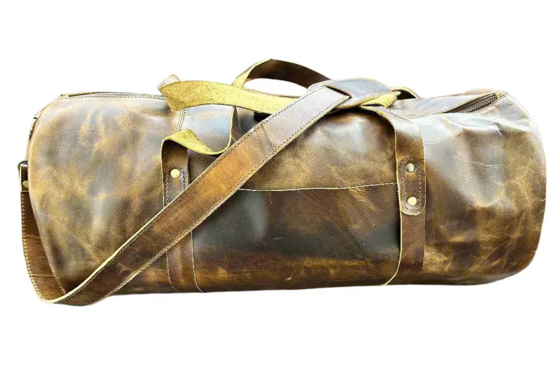 The Broseley Barrel -  Mens Leather Duffel Bag by ArchieSoul Man   Free Buffalo Leather Wallet