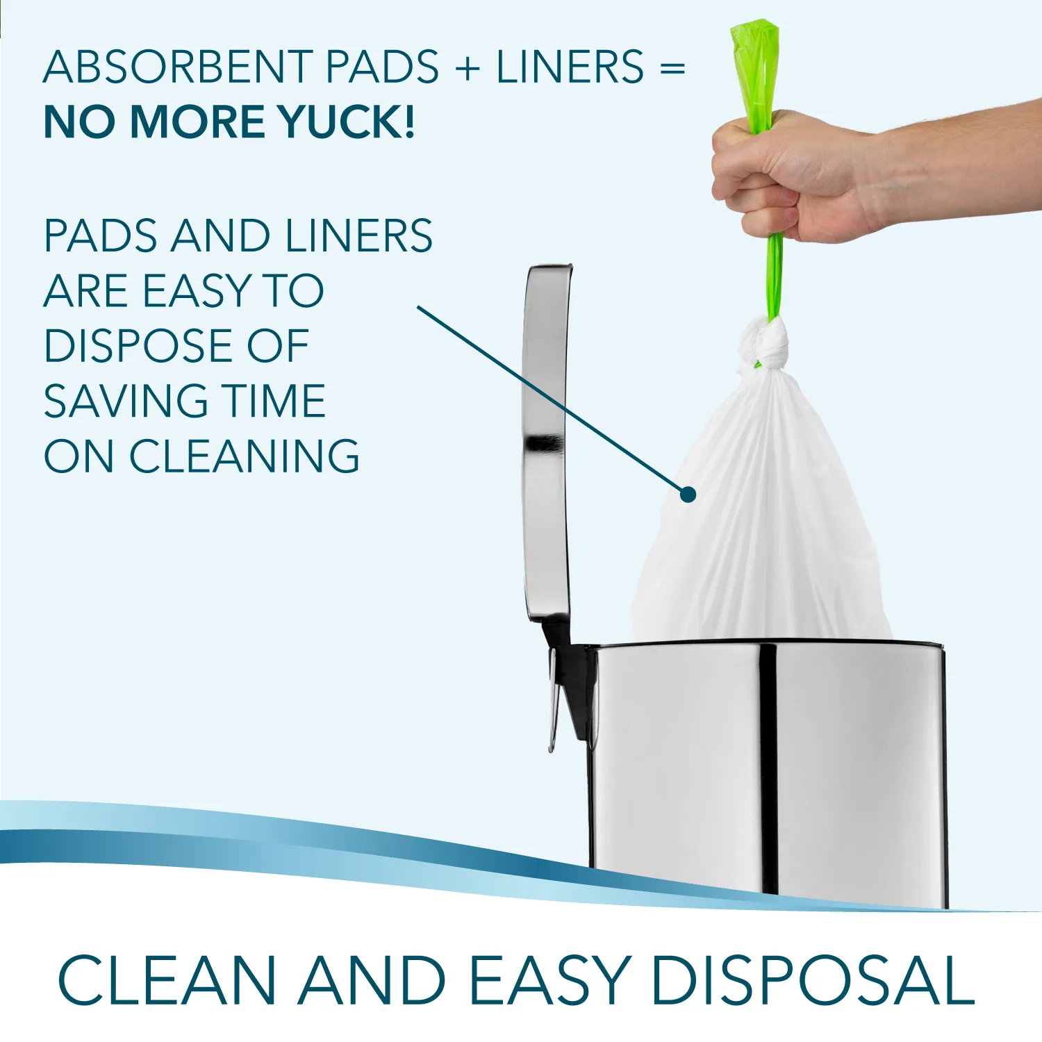 TidyCare Commode Liners and Absorbent Pads for Bedside Toilet Chair Bucket | Universal Fit