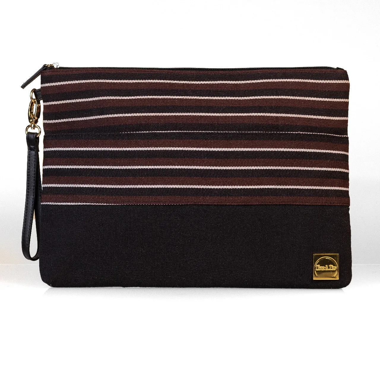 Tise Aso-Oke   Leather Laptop Sleeve - Brown