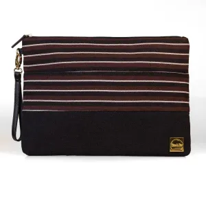 Tise Aso-Oke   Leather Laptop Sleeve - Brown