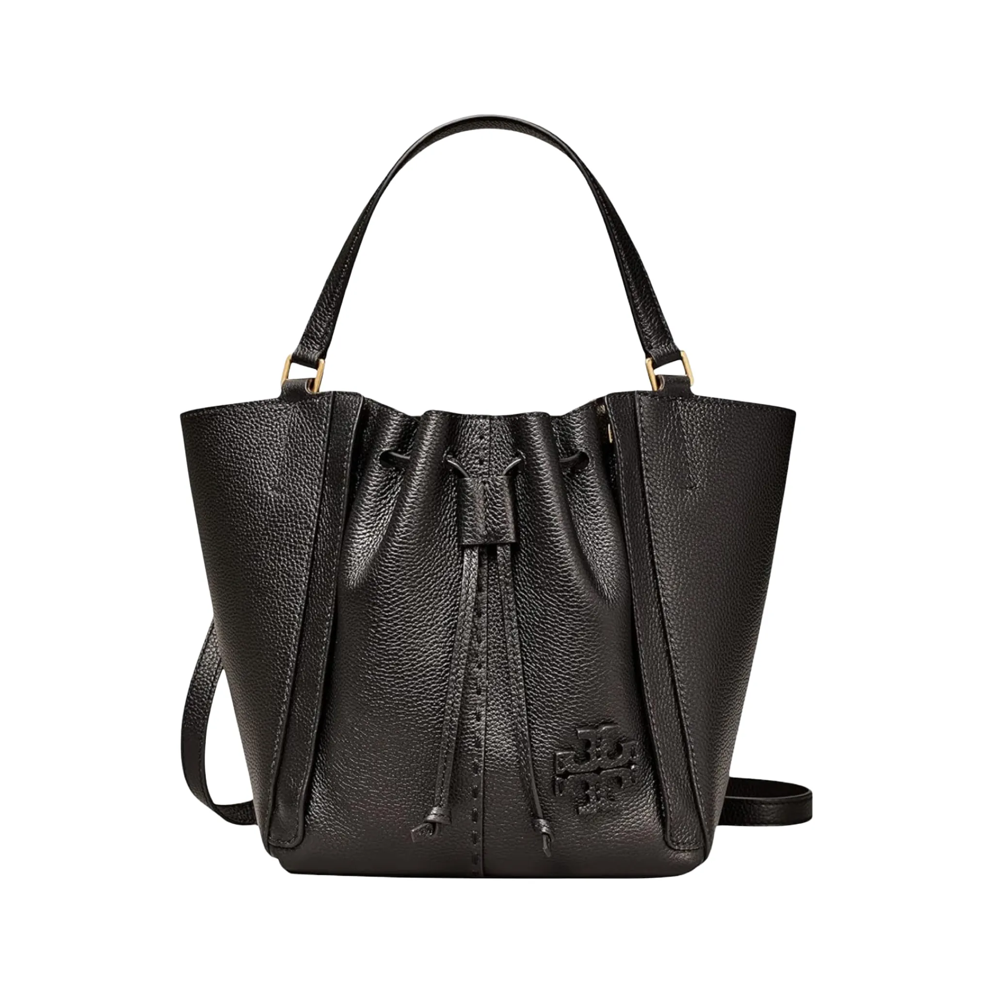 TORY BURCH McGraw Dragonfly Leather Drawstring Bucket Bag