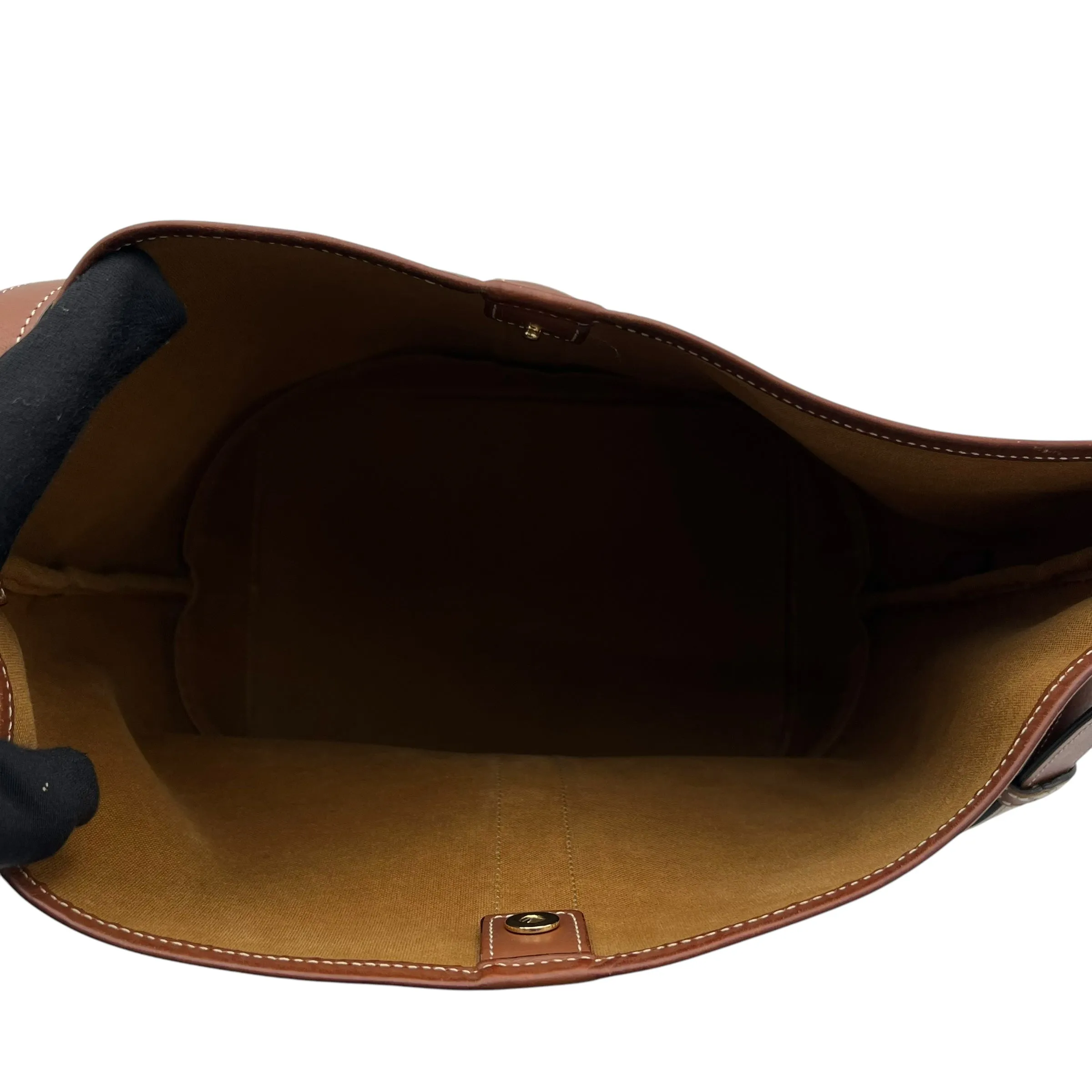 Triomphe Medium Black Bucket Bag in Coated Canvas, Gold hardware