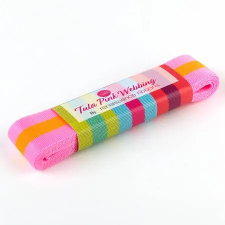 Tula Pink Webbing, 1.5 in. Pink/Orange