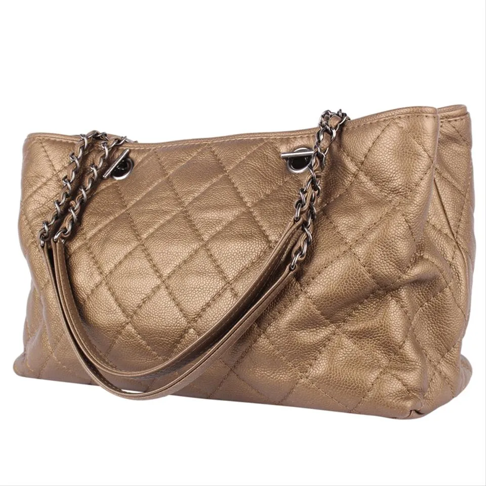 Turn Lock Caviar Leather Shoulder Bag