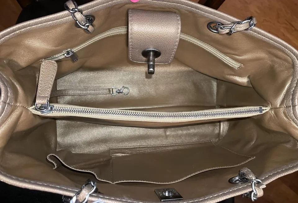 Turn Lock Caviar Leather Shoulder Bag