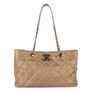 Turn Lock Caviar Leather Shoulder Bag
