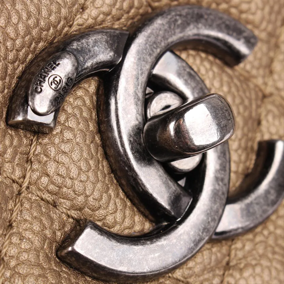 Turn Lock Caviar Leather Shoulder Bag