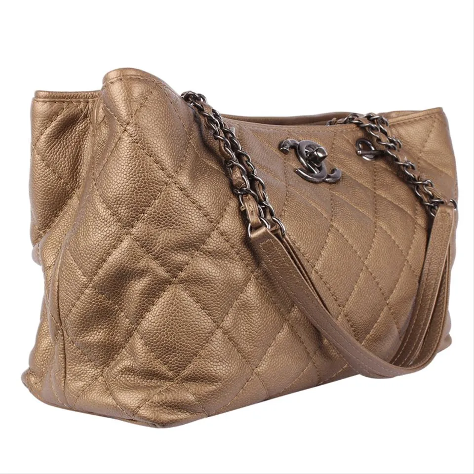 Turn Lock Caviar Leather Shoulder Bag