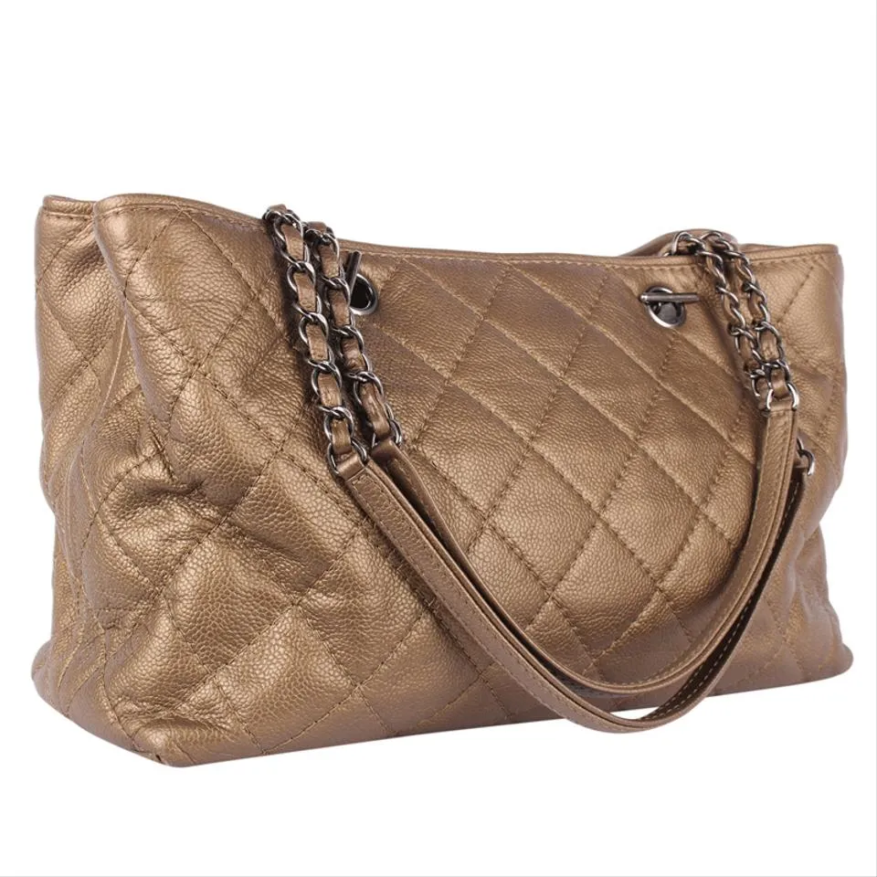 Turn Lock Caviar Leather Shoulder Bag