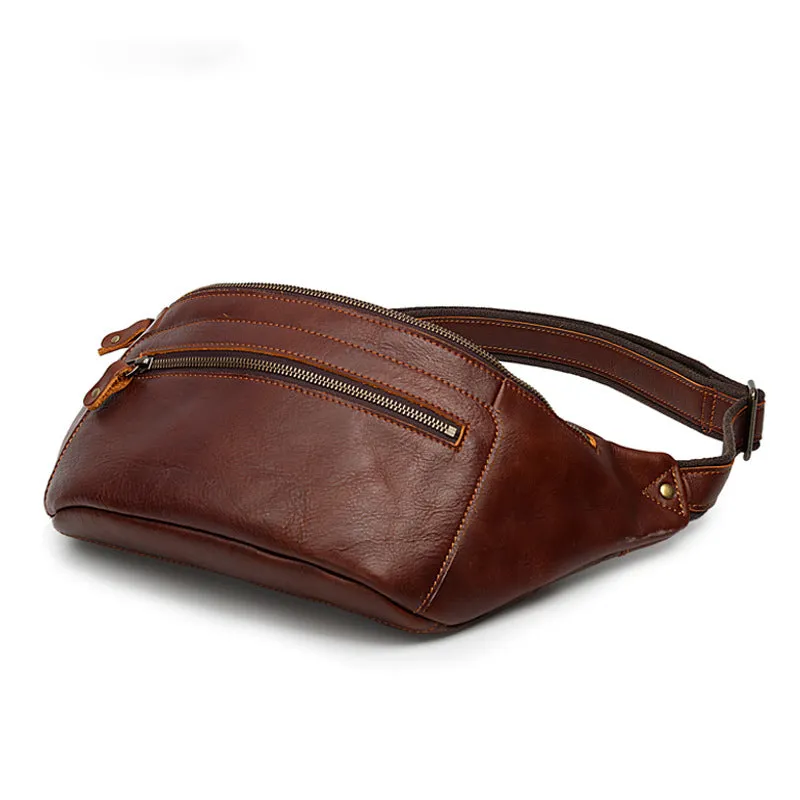 Unisex Leather Waist Bag for Travel and Casual Outings