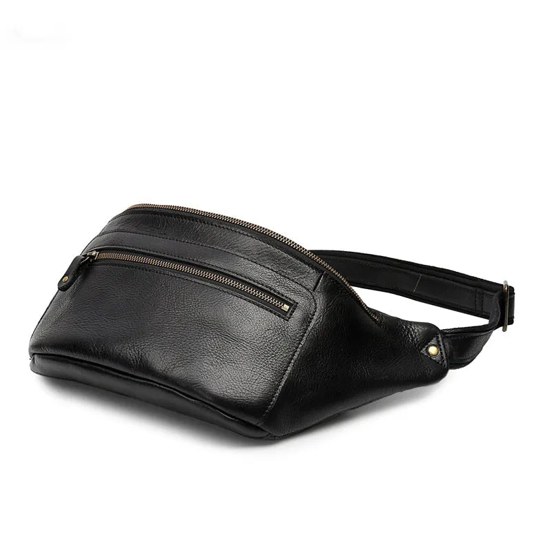 Unisex Leather Waist Bag for Travel and Casual Outings