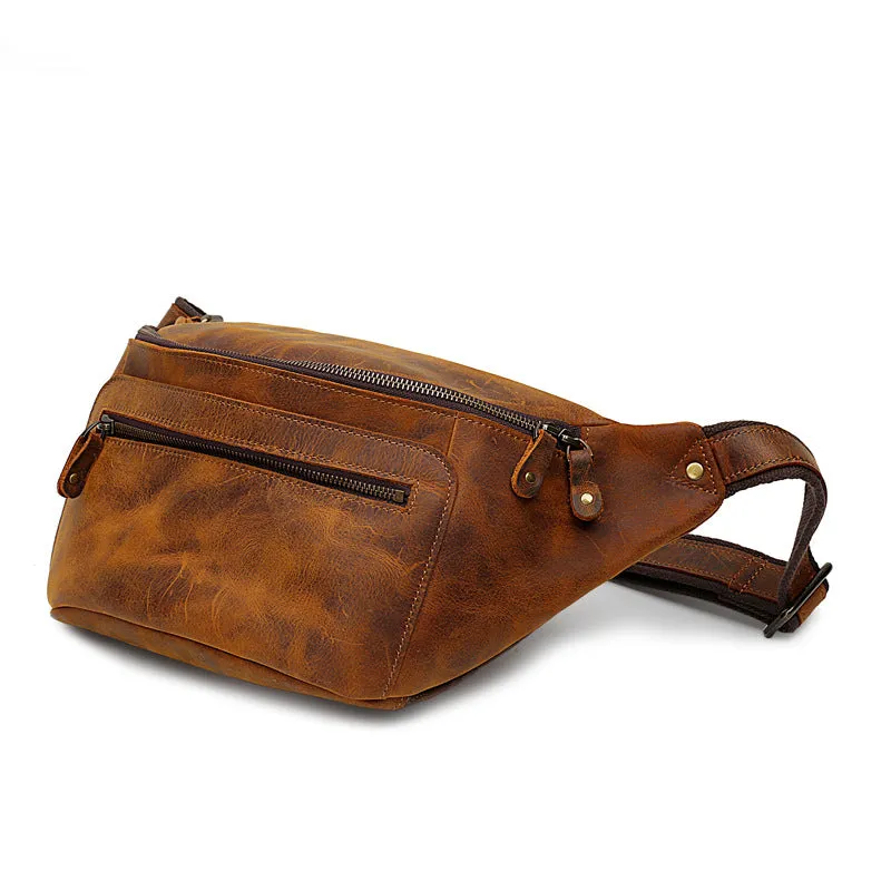 Unisex Leather Waist Bag for Travel and Casual Outings