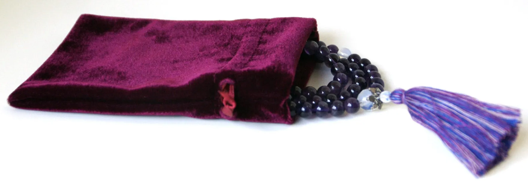 Velvet Mala/Jewelry Bag, Burgundy
