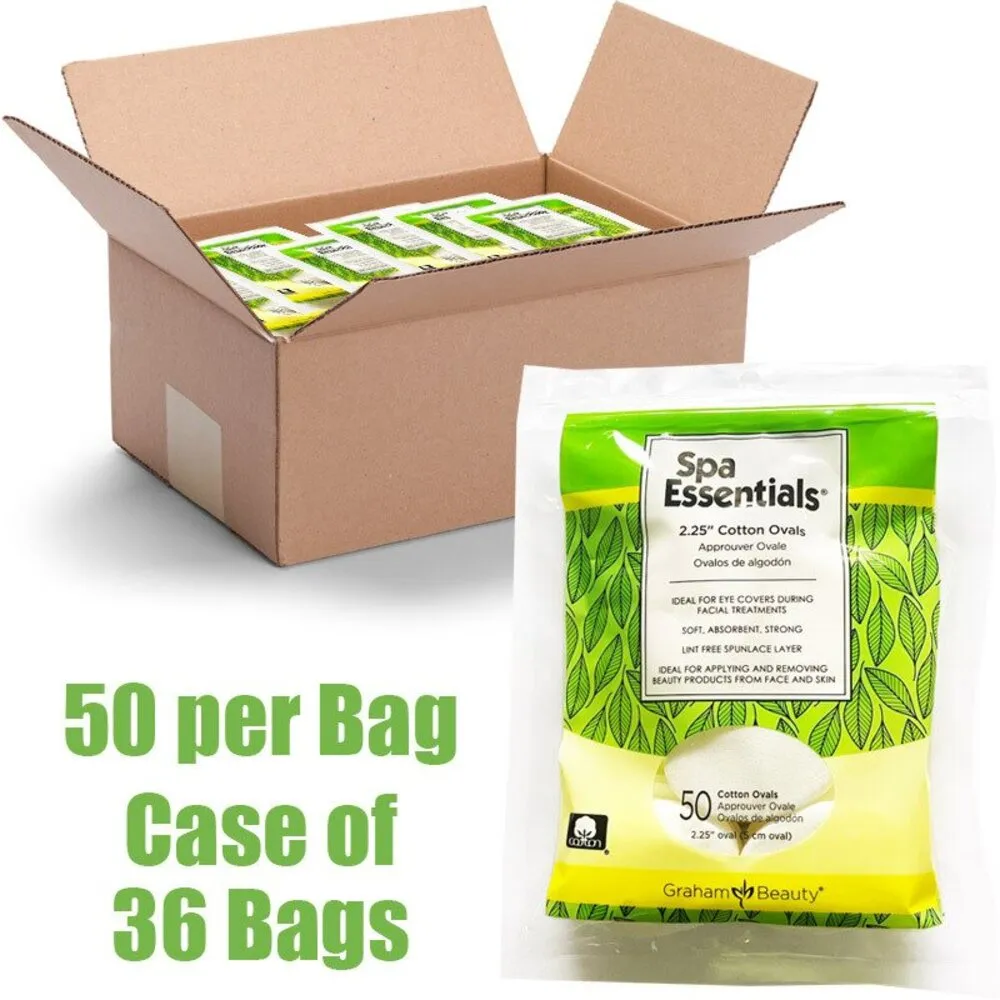 Versatile Cotton Oval Pads For Facial Services And Eye Pads / 2.25" Size / 50 Ovals Per Bag, 36 Bags Per Case = 1,800 Ovals Total by Spa Essentials
