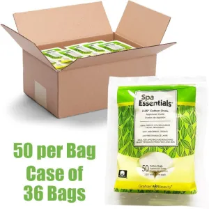 Versatile Cotton Oval Pads For Facial Services And Eye Pads / 2.25" Size / 50 Ovals Per Bag, 36 Bags Per Case = 1,800 Ovals Total by Spa Essentials