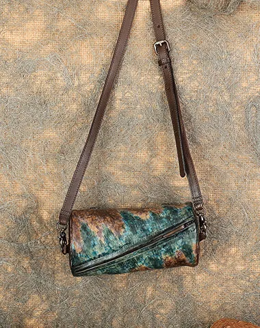 Vintage Brown Leather Womens Barrel Shoulder Bag Bucket Crossbody Purse for Women