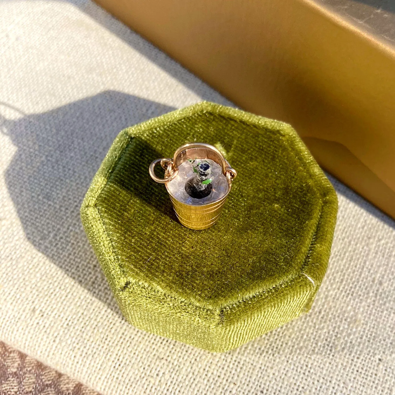 Vintage Champagne Bucket Charm, 14k