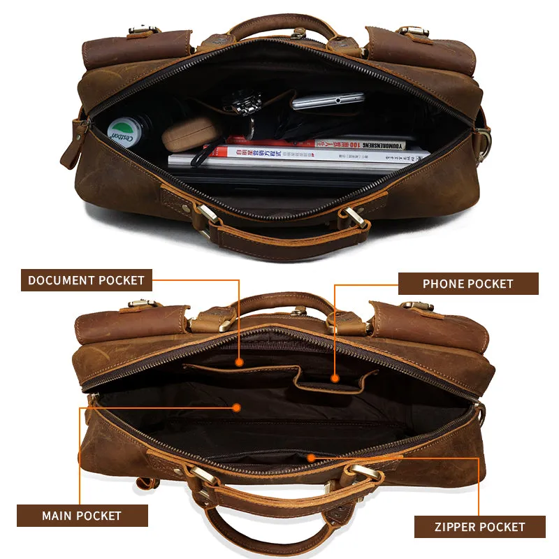Vintage Crazy Horse Leather Laptop Messenger Bag