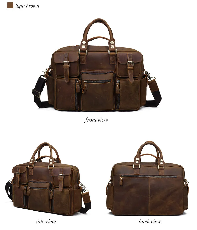 Vintage Crazy Horse Leather Laptop Messenger Bag