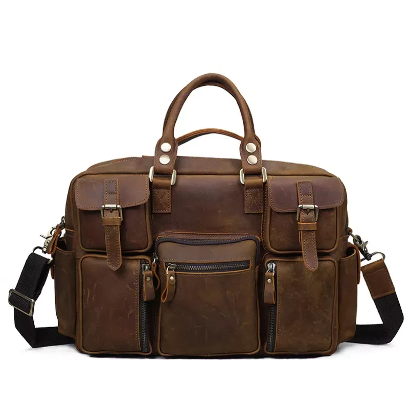 Vintage Crazy Horse Leather Laptop Messenger Bag