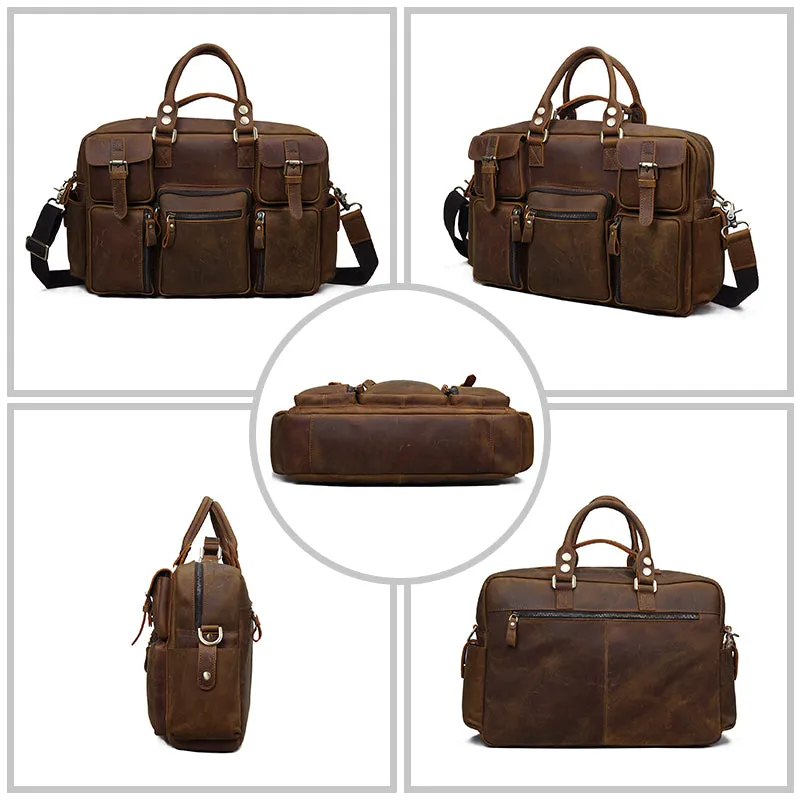 Vintage Crazy Horse Leather Laptop Messenger Bag