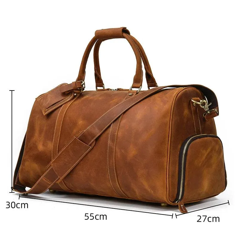 Vintage Fashion Leather Men’s Travel Duffel Bag Luggage