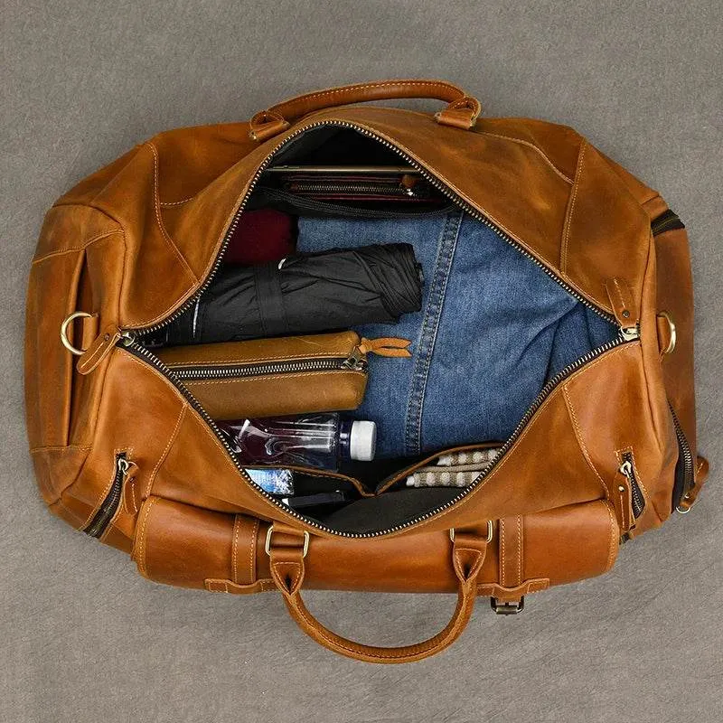 Vintage Fashion Leather Men’s Travel Duffel Bag Luggage