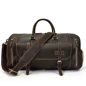 Vintage Fashion Leather Men’s Travel Duffel Bag Luggage